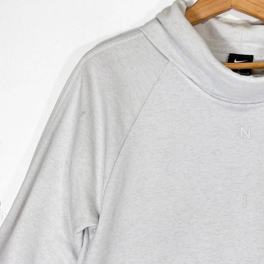 Nike Women Funnel Neck Pullover Sweatshirt Size M Vertical Logo Cozy